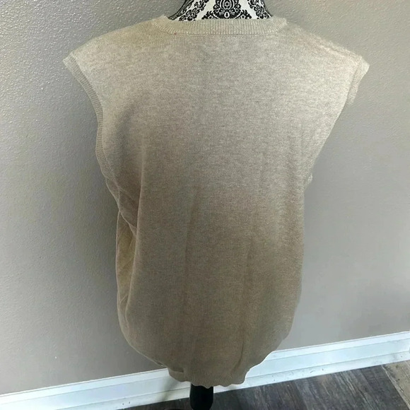 Izod Golf Men's Argyle Sweater Vest V Neck Size Large 100% Cotton Tan ⭐ - Picture 5 of 8